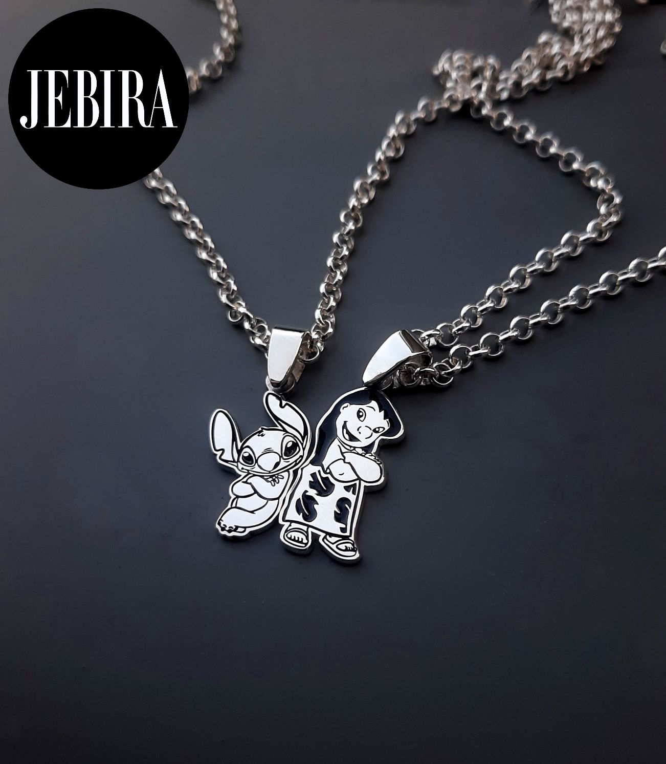 ვერცხლის სამკაული, ვერცხლის ყელსაბამები, კულონები წყვილისთვის ლილო და სტიჩის გამოსახულებით