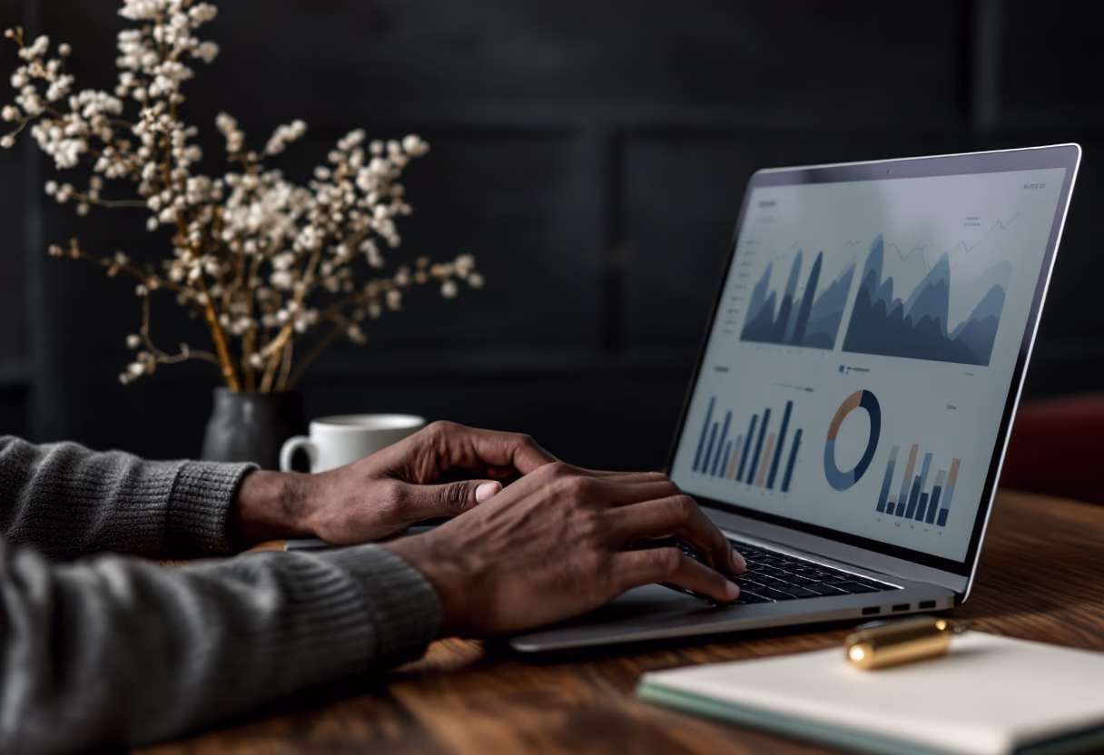 image of a person analyzing data charts