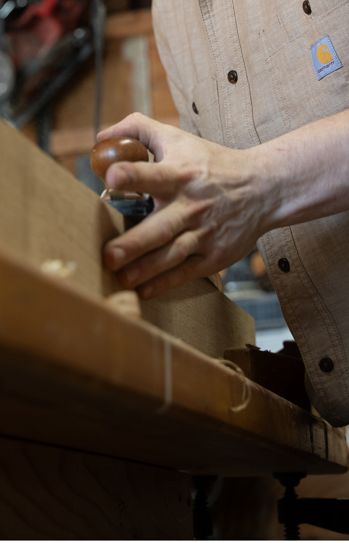 Dean Dauplaise working the planer
