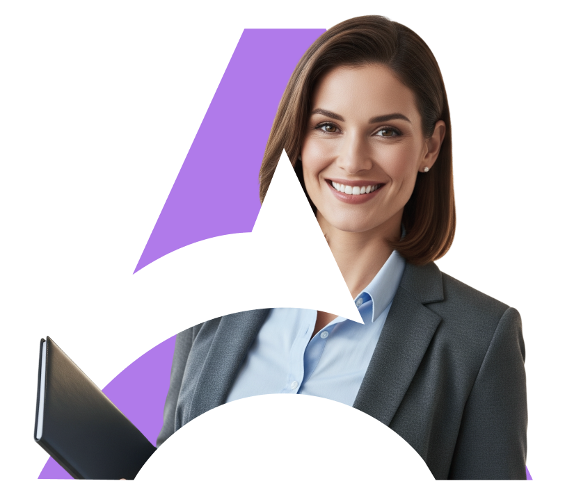 Smiling woman in the silhouette of the Attentus Logo