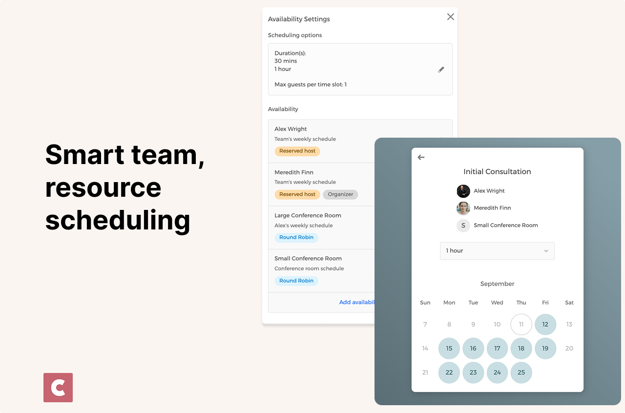 CozyCal supports smart team and resource scheduling