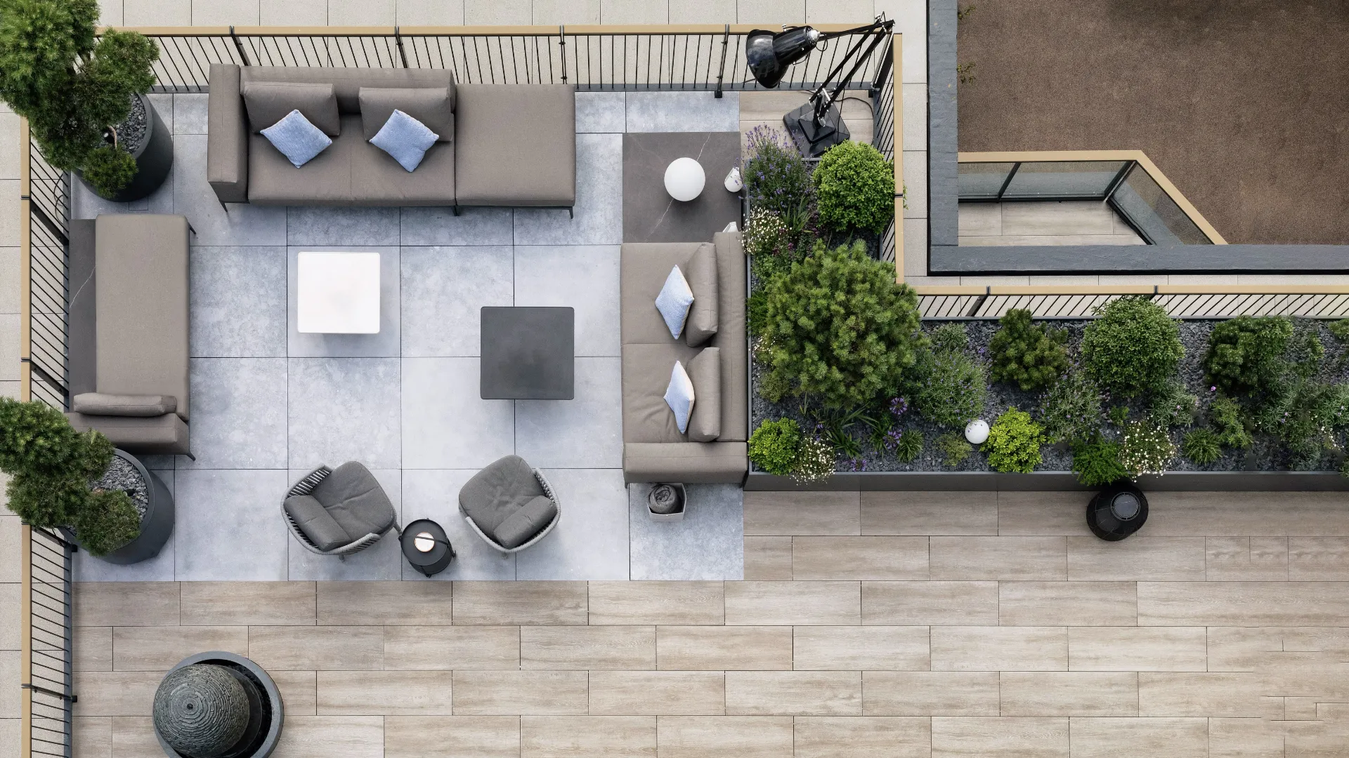 Roof terrace aerial view