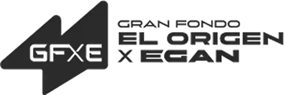 Logo with stylized 'GFXE' letters and text reading 'Gran Fondo El Origen X Teean'.