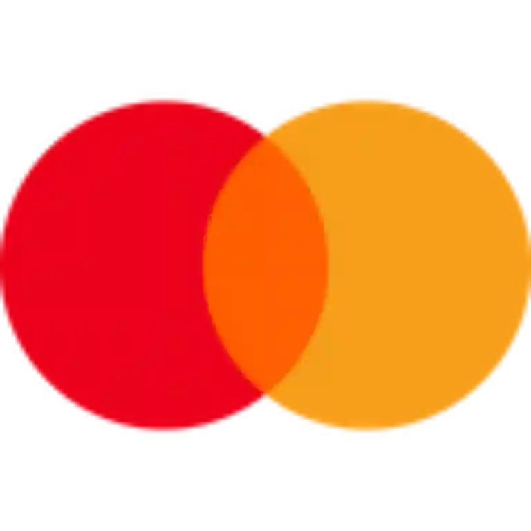 The Mastercard logo featuring two overlapping circles, one red on the left and one orange on the right, with an intersecting orange section in the middle.
