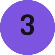Black number 3 centered inside a solid purple circle.