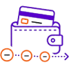 Purple magnifying glass icon with a clock inside the lens.