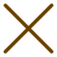 Brown close icon with two diagonal lines forming an X on a transparent background.
