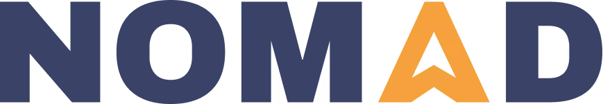 The word 'NOMAD' in capital letters with the 'A' in orange and the other letters in dark blue.