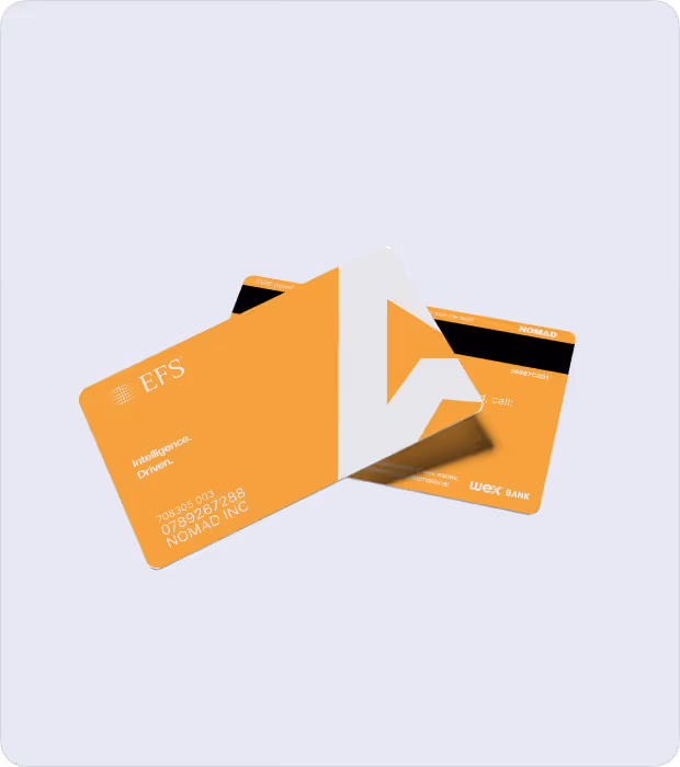 Two men having a discussion in an office, one holding documents and gesturing, with an overlay showing Total Invoice Amount $1,246.30, Number of Transactions 20, Fuel Volume 526.66 G, and Number of Cards Used 4.