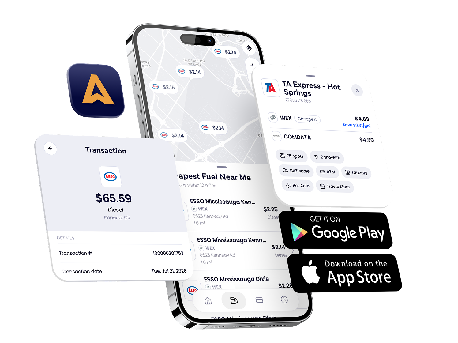 Nomad Fuel mobile app screens