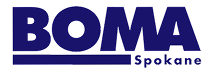 BOMA Spokane logo with bold navy blue letters and a horizontal line underneath.