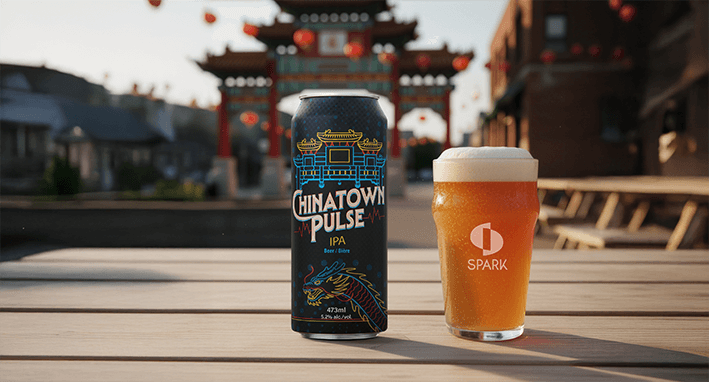 Store wall sign mockup with the redesigned Asian Dragon Logo