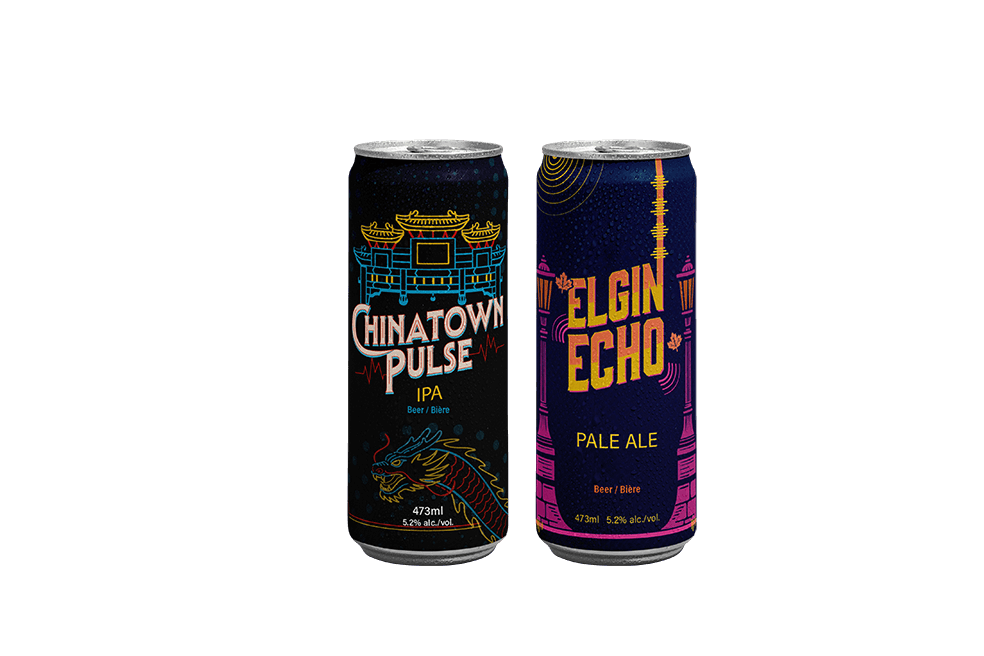 Comparison of Asian Dragon logos before and after redesign; before has red text with a dragon illustration and a red banner, after shows stylized bowl of noodles with chopsticks forming a circle and red dragon head, with new text layout below.