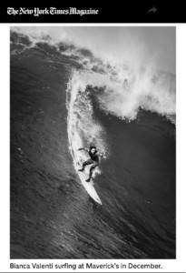 Bianca Valenti surfing at Mavericks in December