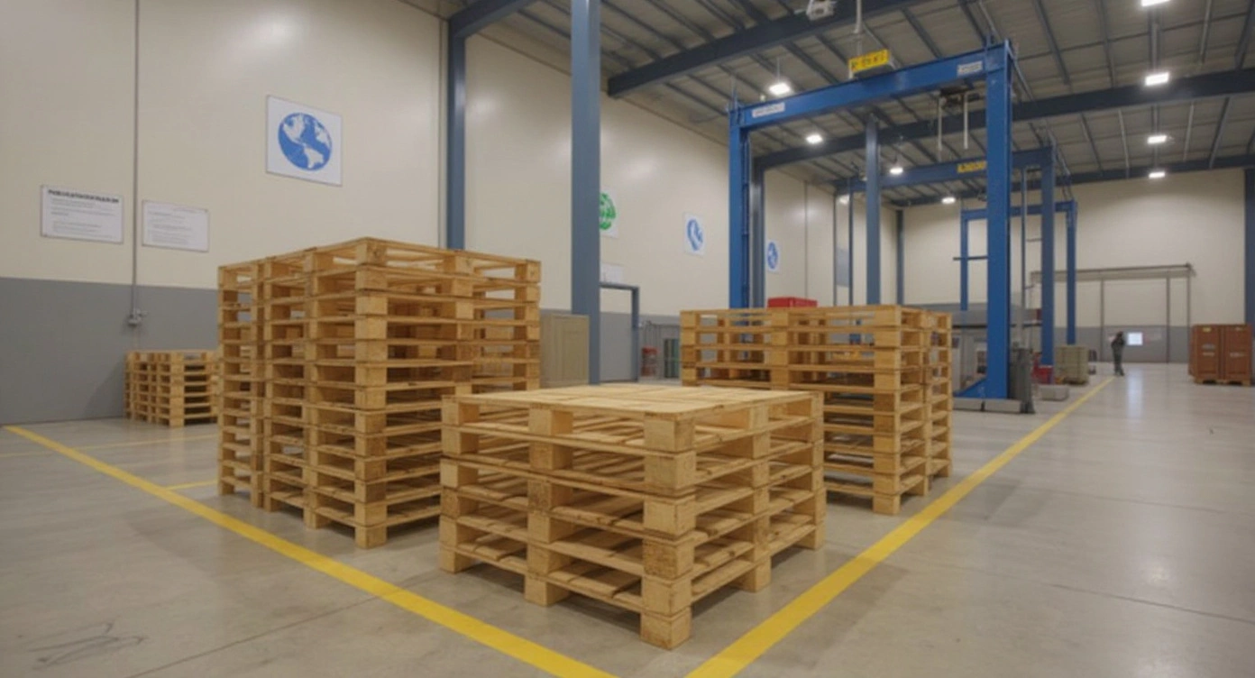 International export operations with ISPM 15 heat treated pallets meeting global shipping compliance requirements#1.9