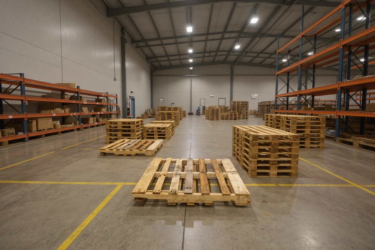 Logistics warehouse with cost-effective pallets for general shipping and storage applications#1.6