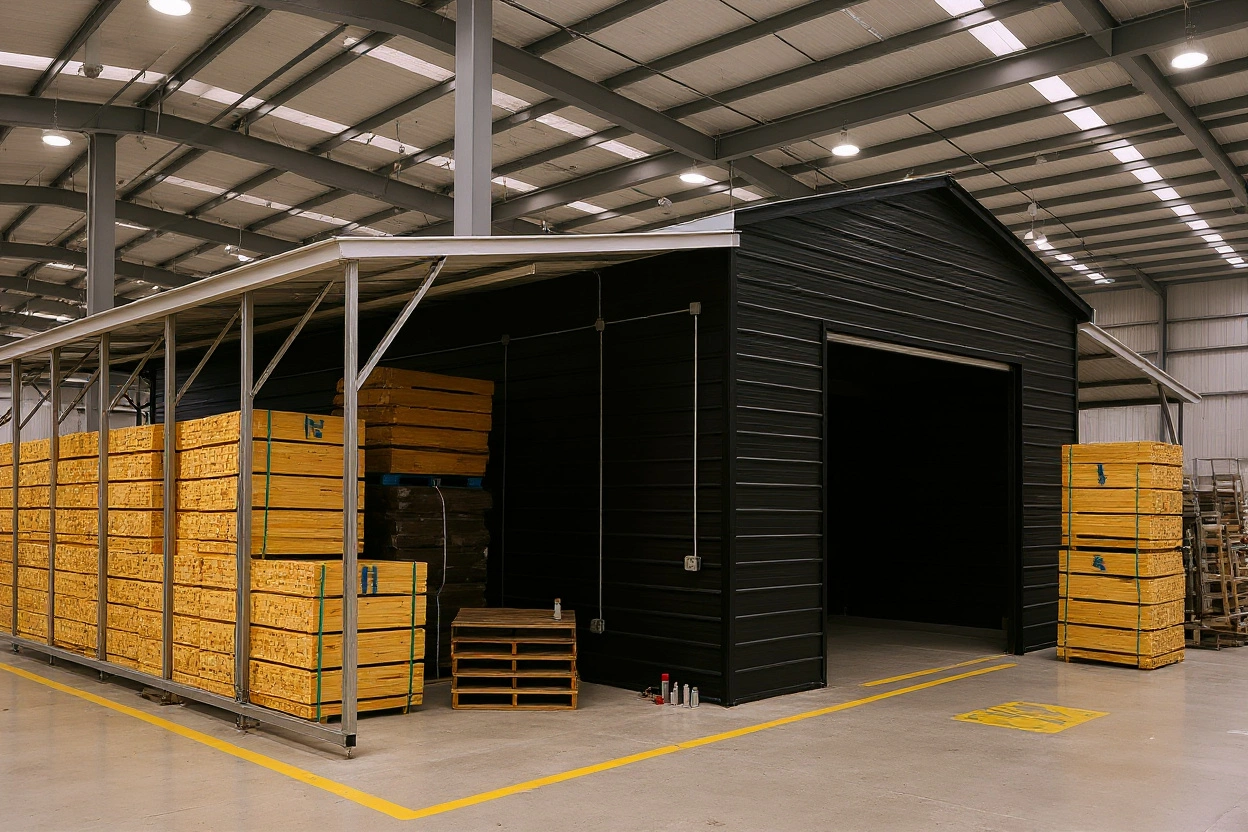 Manufacturing facility with heavy-duty pallets for high-value product handling#1.6