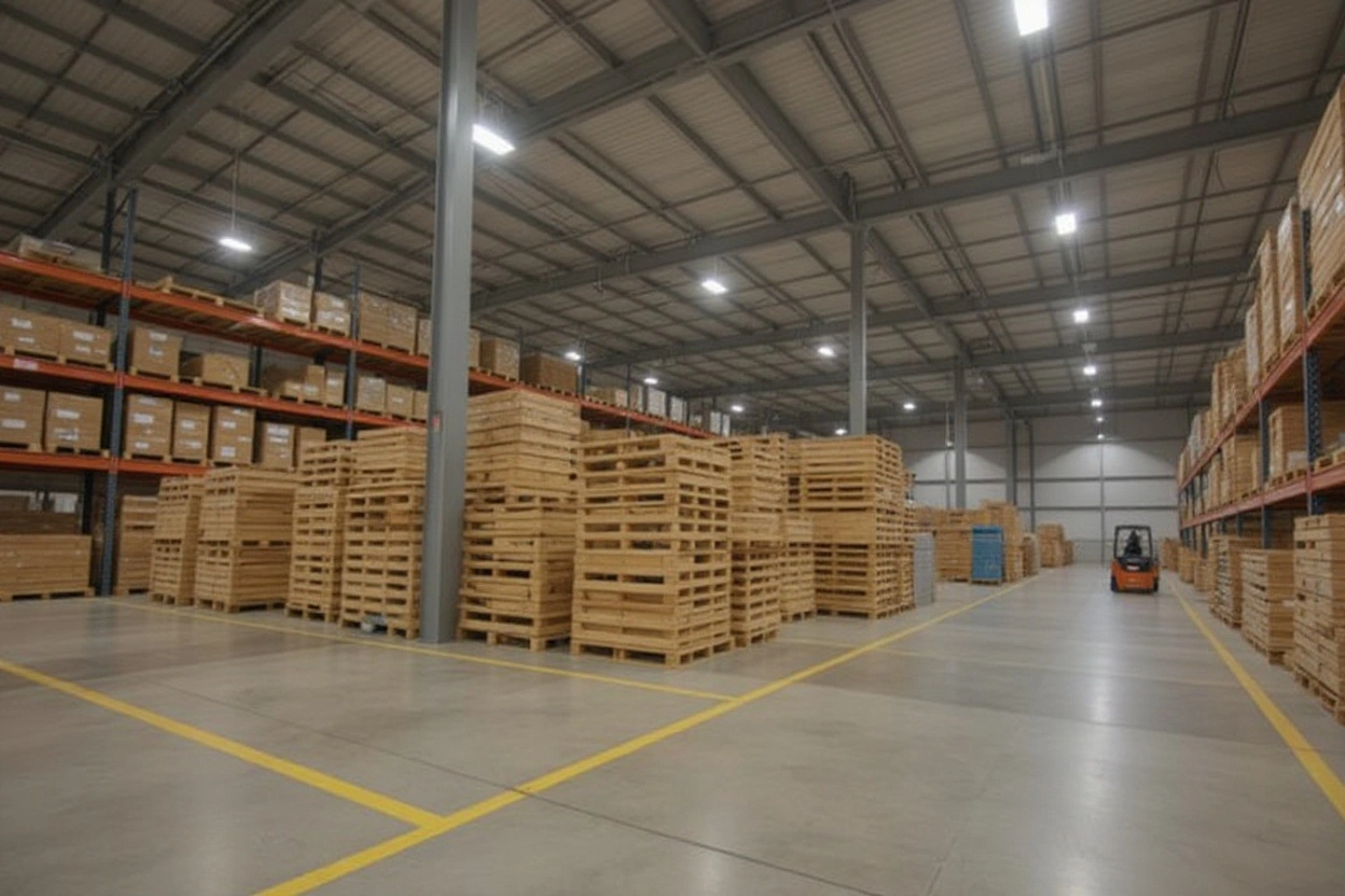 Logistics and distribution centers with pallets for warehouse storage and shipping#1.5