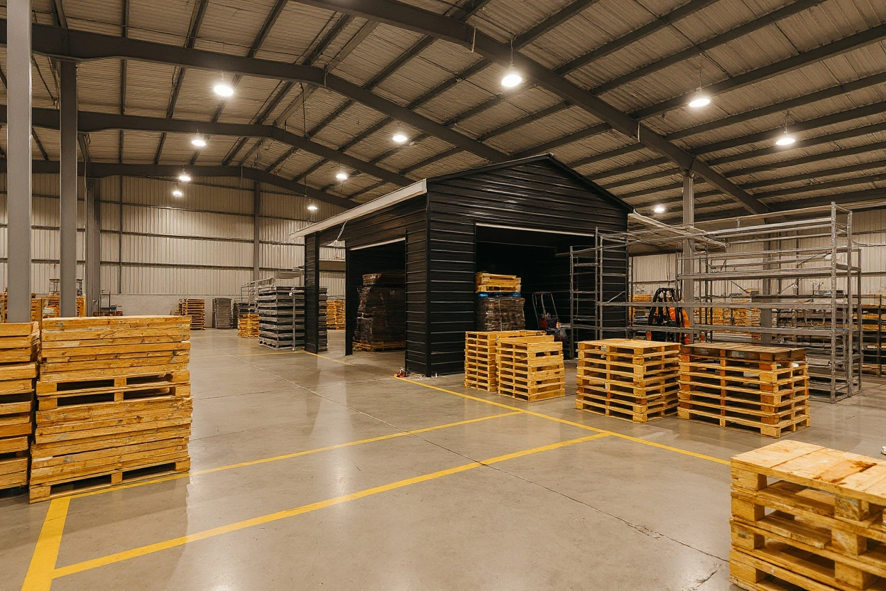 Manufacturing facility using heavy-duty pallets for industrial material transport and handling#1.5