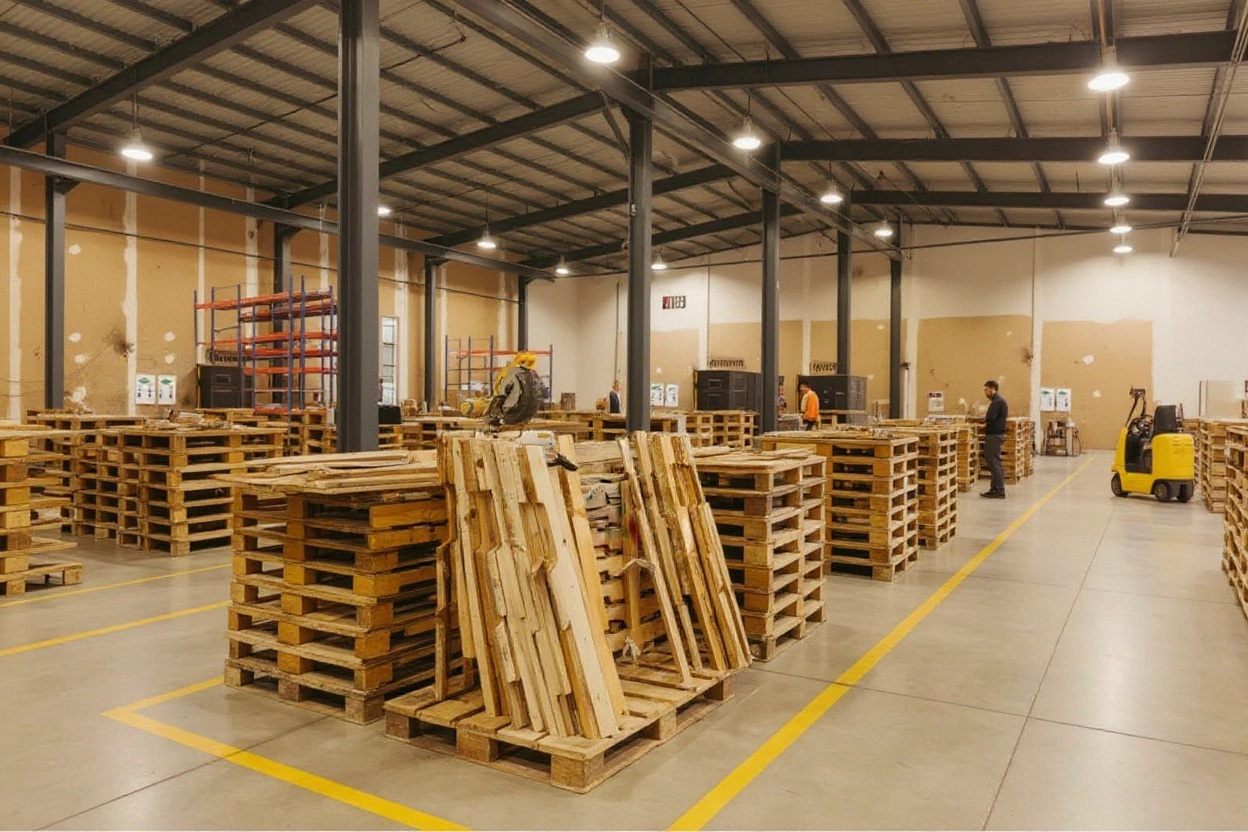Manufacturing facilities using pallets for internal material handling and production workflows#1.6