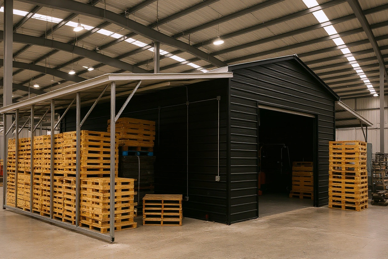 Manufacturing facility using industrial pallets for material handling and production support#1.5