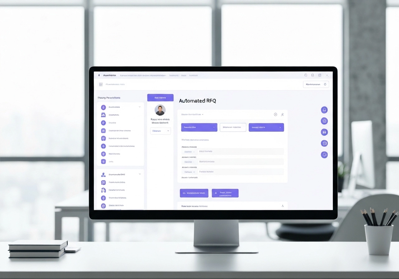 Modern automated procurement platform interface showing RFQ management system#1.5