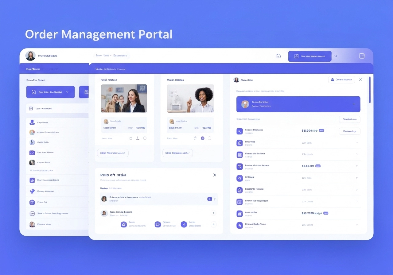 Modern order management portal interface showing real-time order tracking system#1.5