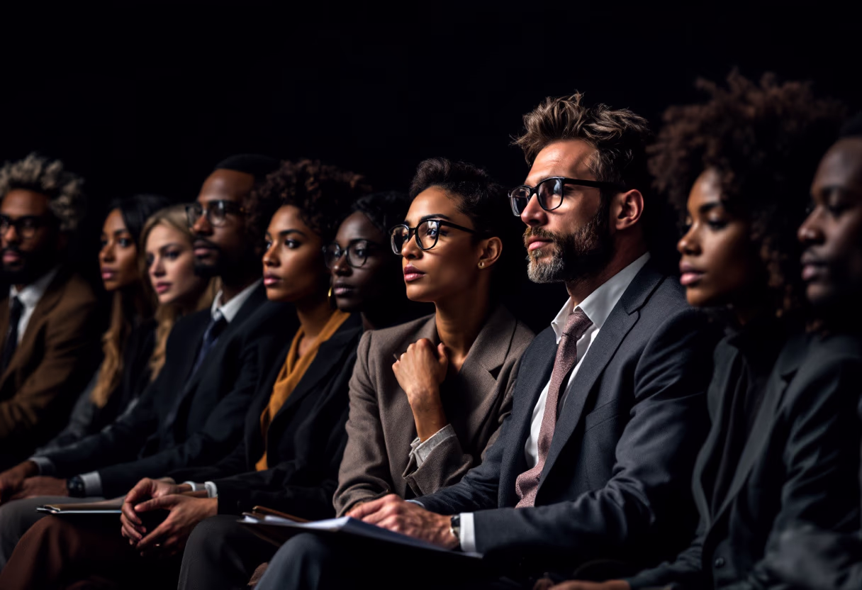 image of job applicants in a discussion (for a medical clinic)