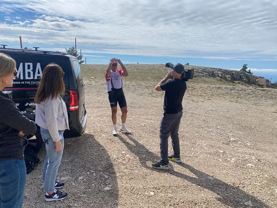 Brook shoots Eros Poli on Mont Ventoux. CREDIT: Dean Del Calzo