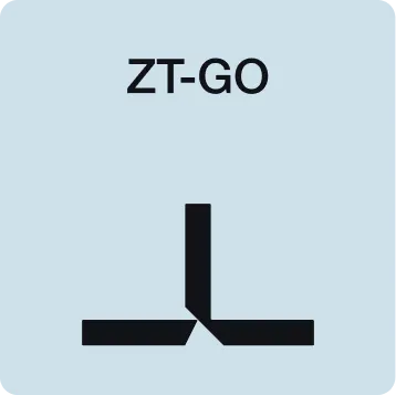 Black ZT-GO text above a black angular shape on a light blue background.