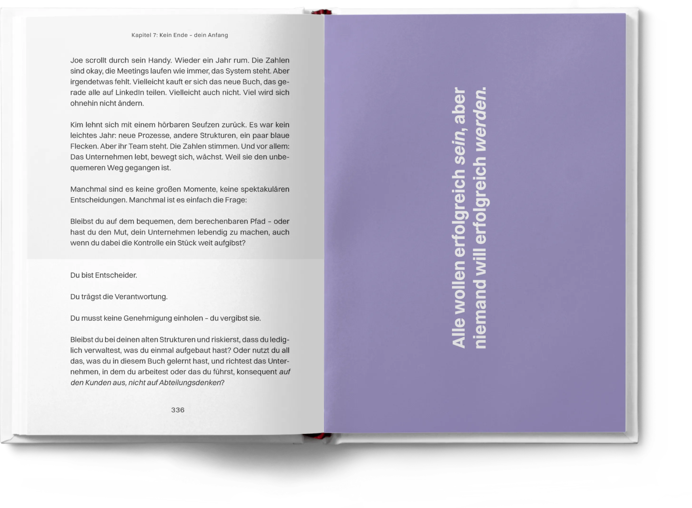 Aufgeschlagenes Buch, Auszug aus einem Kapitel, aus dem Buch Think Marketing Revenue