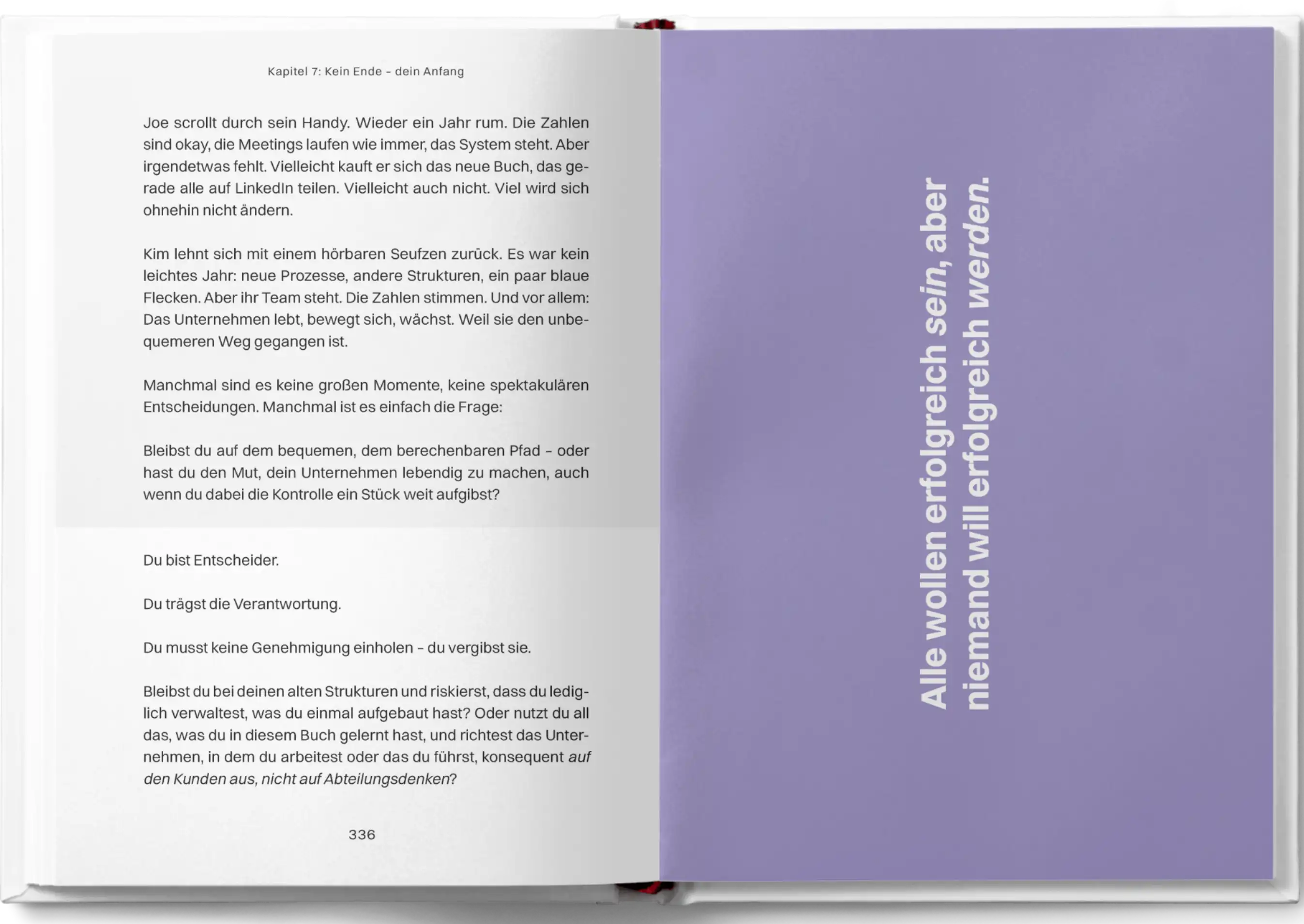 Aufgeschlagenes Buch, Auszug aus einem Kapitel, aus dem Buch Think Marketing Revenue