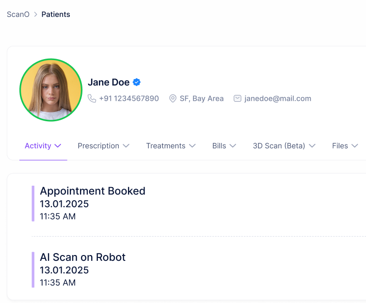 patient appointment booking screen scanO engage - dental patient management app