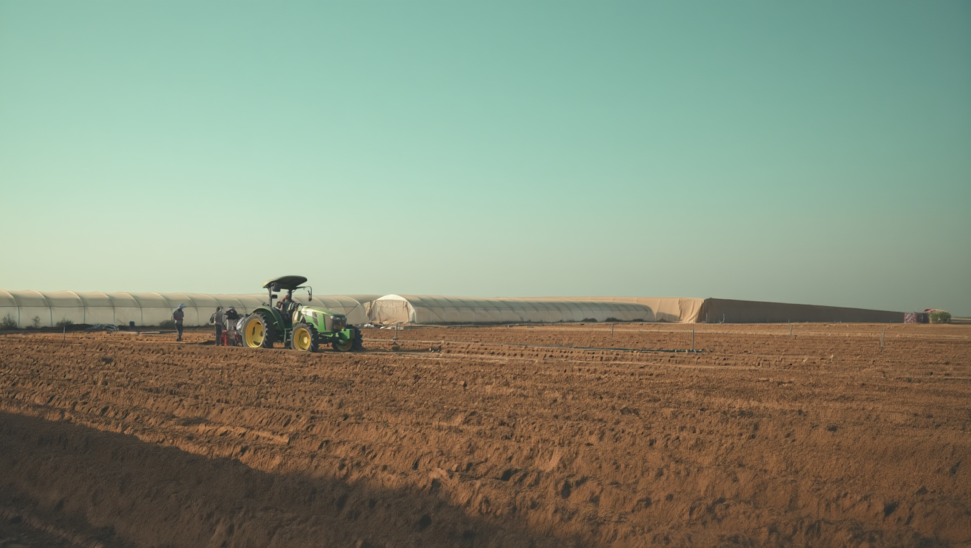 Field of potatoes growing animal proteins through molecular farming
