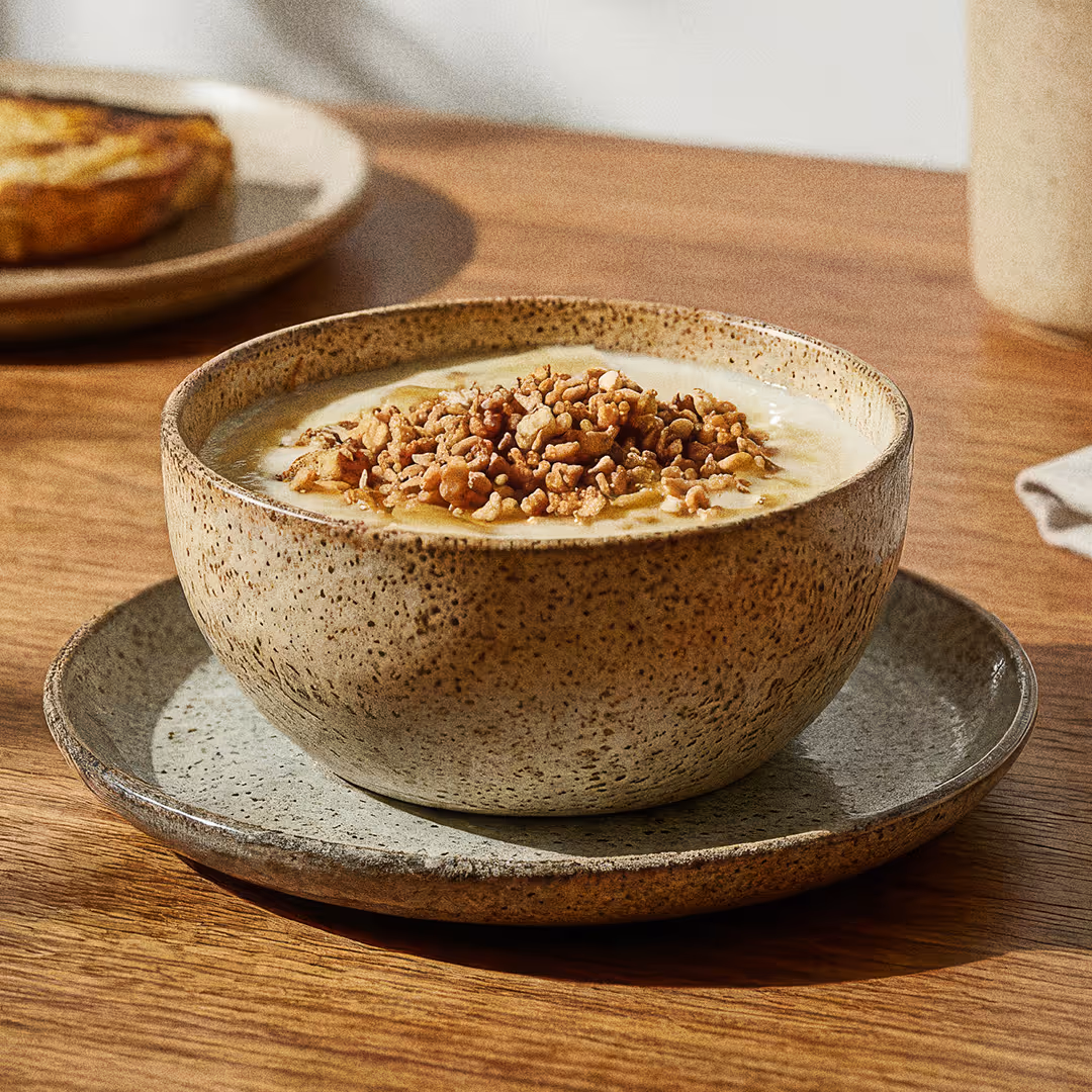 Rich and creamy yogurt bowl made with sustainable, animal-free casein protein.