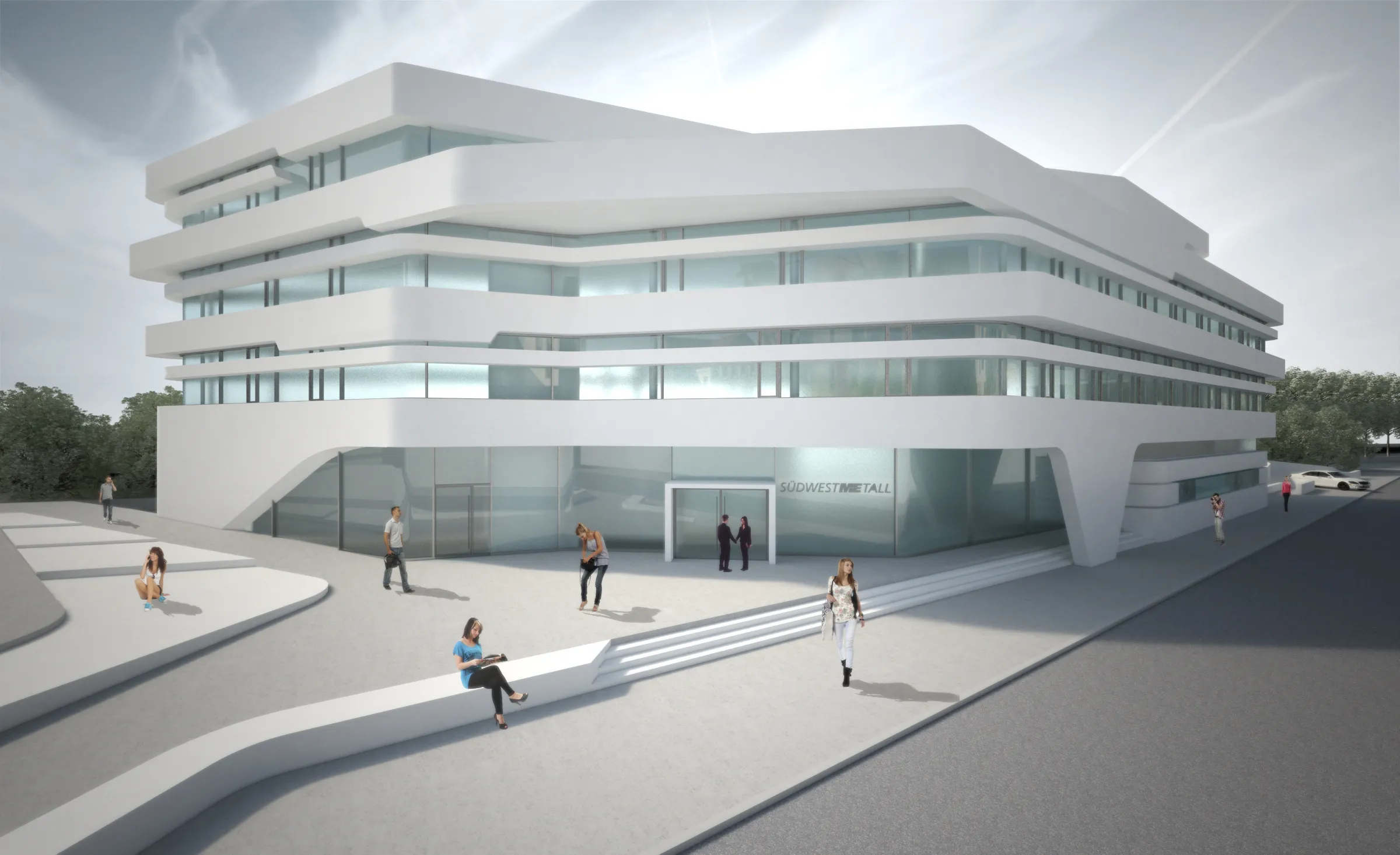 Architekturvisualisierung eines modernen Verwaltungsgebäudes mit Ingenieurplanung von Sigler Schumer Spieth