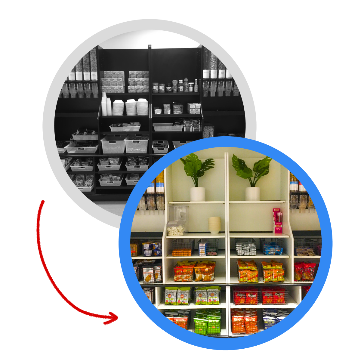Yelp office pantry before and after