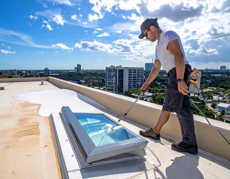 A roof top skylight washing in Orlando, FL