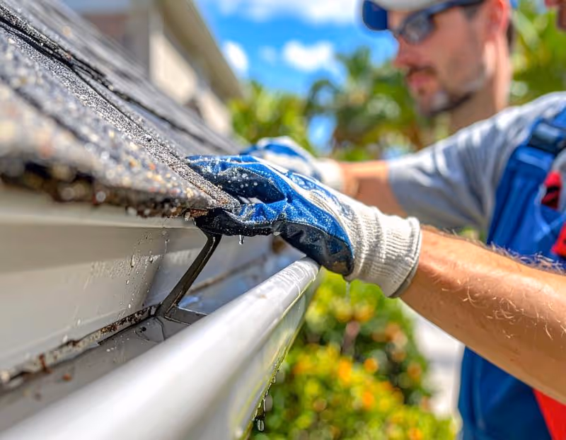 Residential gutter cleaning of an Orlando home