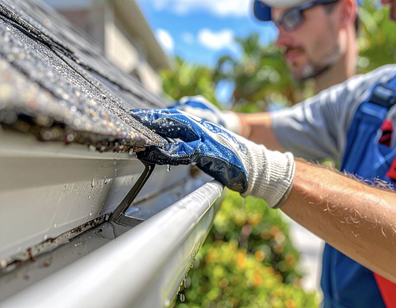 Residential gutter cleaning of an Orlando home