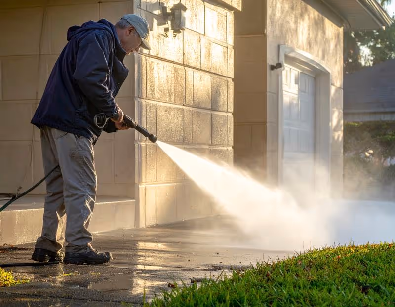 an Orlando home being pressure washed by Pressure Washing Guys