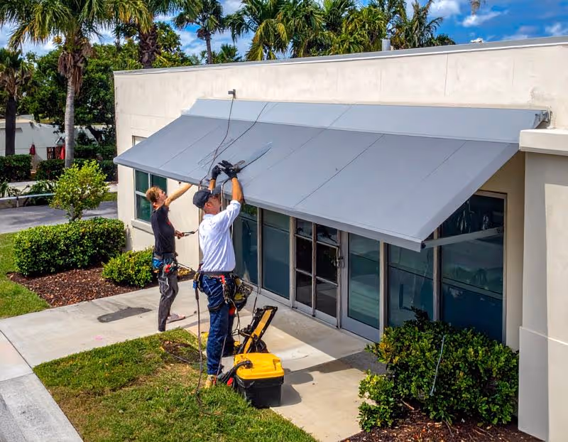 an awning cleaning being done in Orlando by Pressure Washing Guys