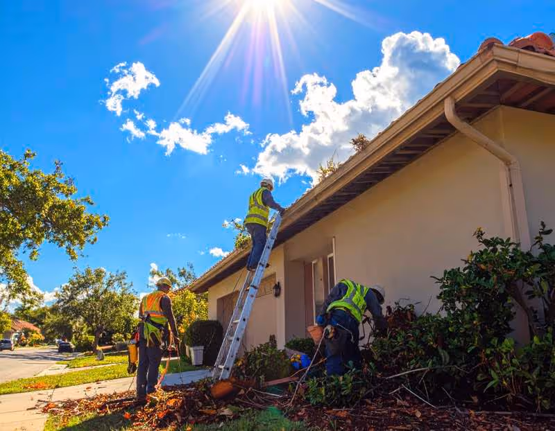 A Team of workers Gutter Cleaning an Orlando Home