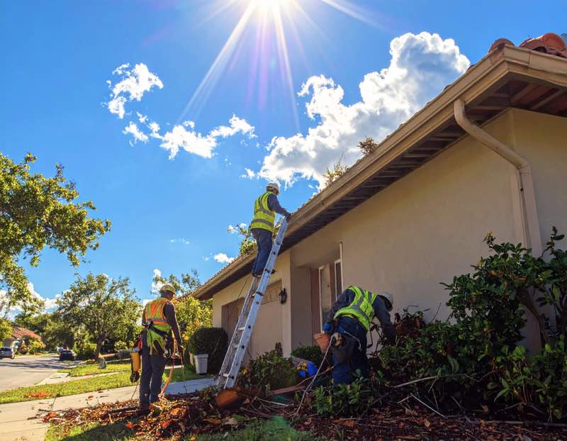 A Team of workers Gutter Cleaning an Orlando Home