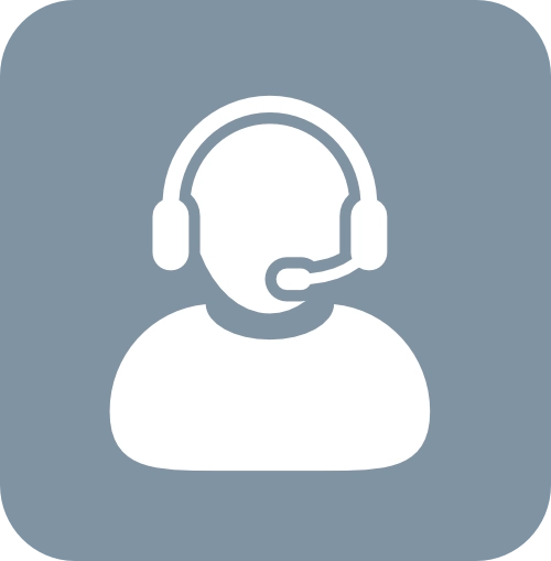 Icon of a customer service representative wearing a headset with microphone.