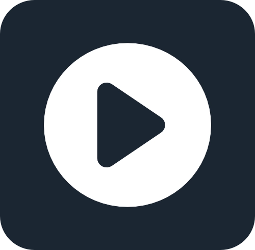 Play button icon with a white triangle in a circle on a dark background.