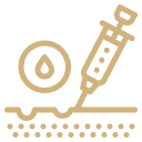 Icon of a syringe and a blood drop representing injection or blood testing.