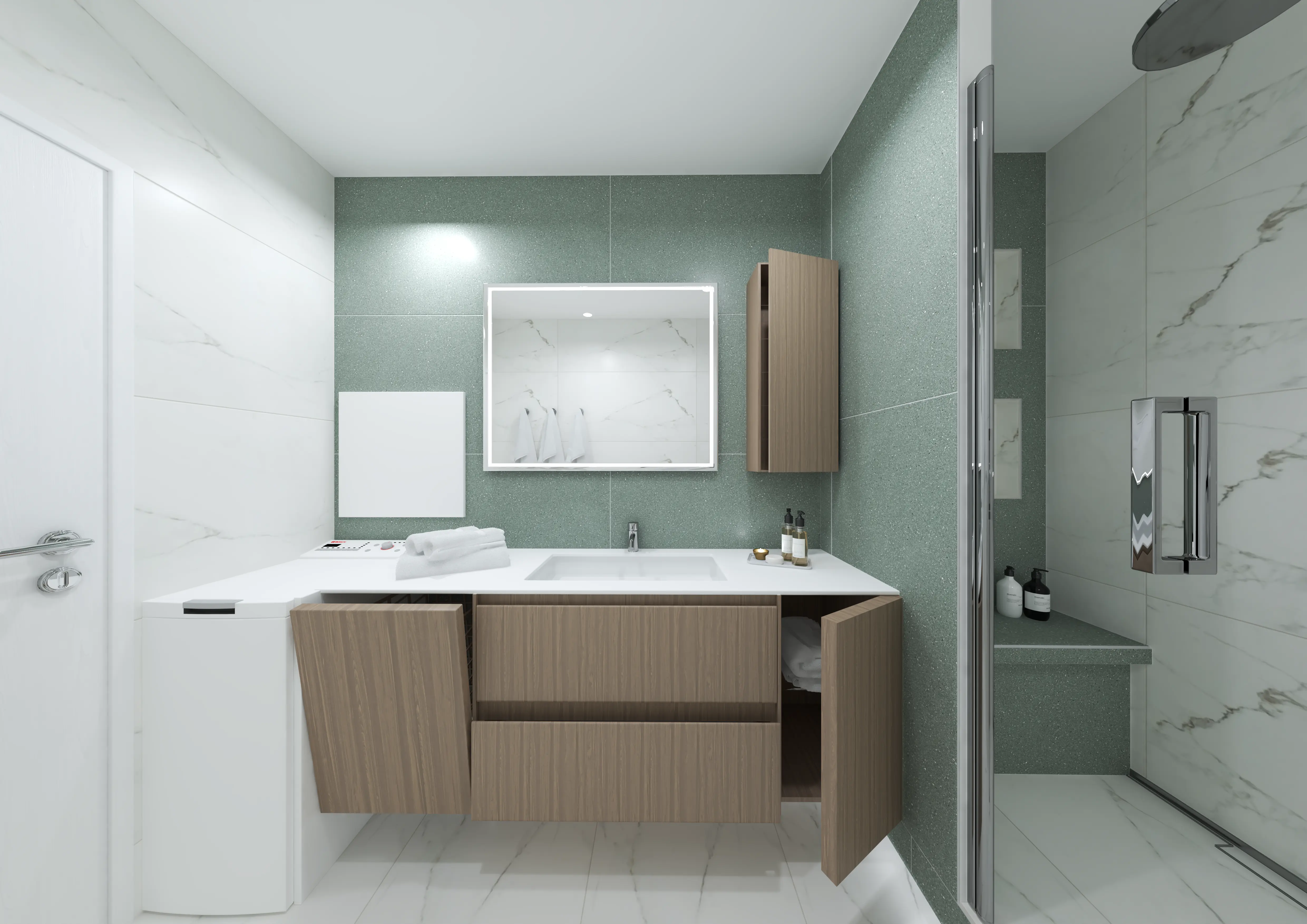 Conception 3D réalisée par un architecte d'intérieur pour une salle de bain