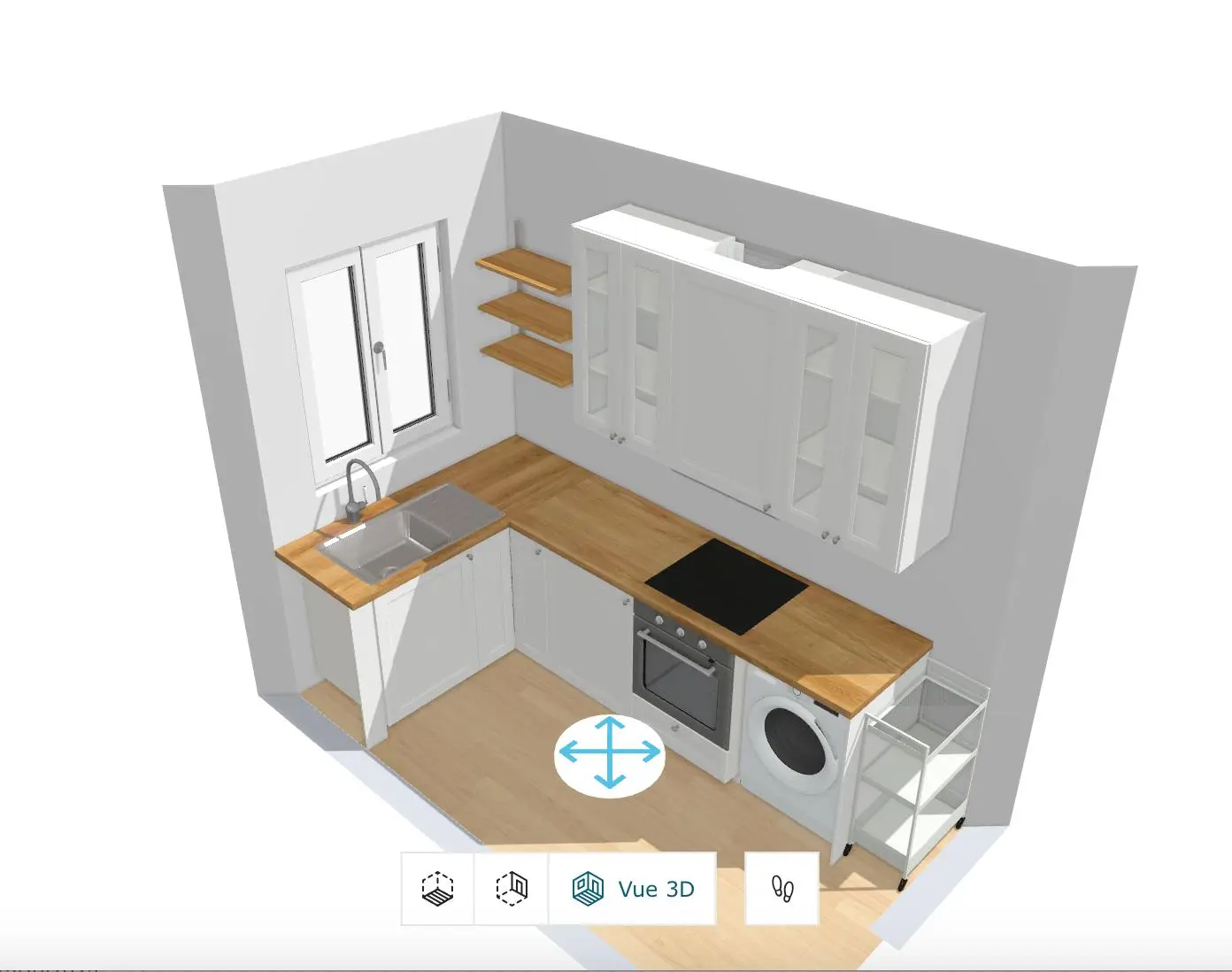 Plan 3D d'une cuisine pas cher. 