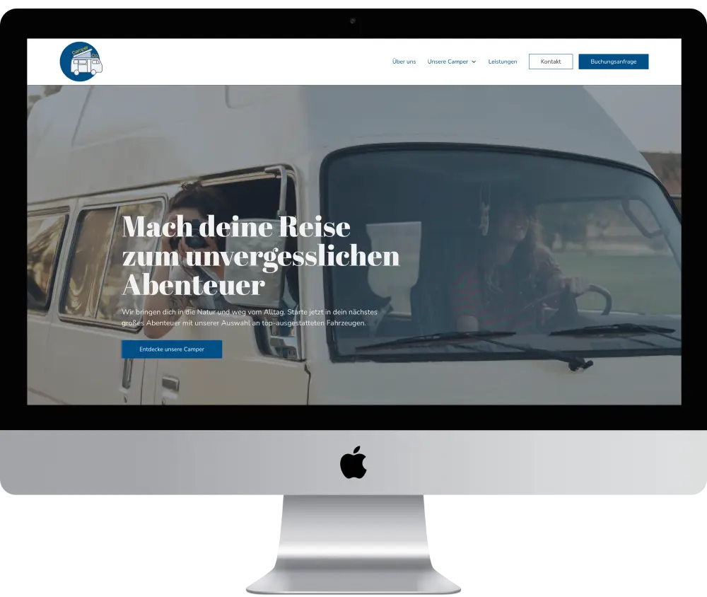 Mock-Up eines Website-Templates für Wohnmobilvermieter